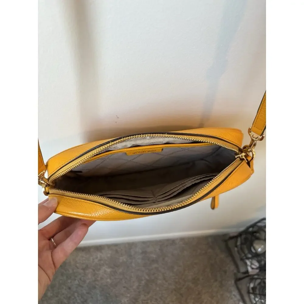 Michael Kors Jet Set Charm East West Camera Crossbody Yellow Leather Purse
